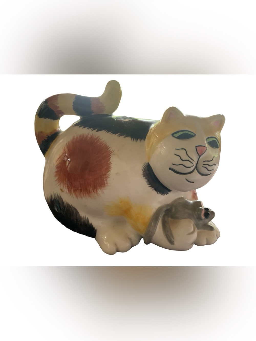 Fitz And Floyd Gift Gallery Calico Cat‎ And Mouse Bank Yellow Black Brown